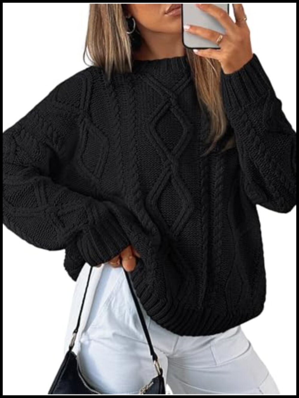 Oversized Cable Knit Sweater Women's Pullover